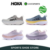 Giày chạy bộ Hoka One Bondi 8 với độ đệm tối đa và thoải mái cho nam nữ, thoáng khí, bền bỉ, giày thể thao màu xám/xám đậm/màu hoa cà/tím/tím & hồng