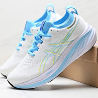 Giày chạy bộ ổn định Asics GEL-NIMBUS 26 Trắng Xanh QGD5