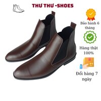 Giày chelsea boot nam,da nâu trơn,tôn dáng ôm chân,size dễ chọn,khâu đế