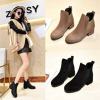 Giày chelsea boot nữ 3 phân da lộn trơn boot nữ cổ ngắn phong cách Korea có size 41 S074 Siêu Thị Mua Sắm Sale