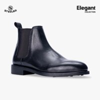 Giày Chelsea Boots Cổ Cao Nam Da Đen Trơn Với Lót Tăng 3Cm độ cao - nhãn hiệu Steeler