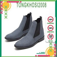 Giày chelsea boots da lộn, cổ chun, đế khâu chắc chắn- mã cb548 xám sp4