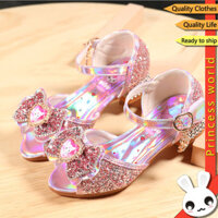 Giày Cho Trẻ Em Giày Cao Gót Kuromi Công Chúa Pha Lê Giày Đế Mềm