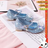 Giày Cho Trẻ Em Giày Cao Gót Elsa Công Chúa Pha Lê Giày Da Tiệc Sinh Nhật Giày Khiêu Vũ