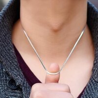 Giấy chứng nhận Bạc 925 Mạ Bạch Kim Nam Bạc Vòng Cổ Xương Xương Rắn Dây Xích Bạc Trang Sức Thời Trang tglz3.21