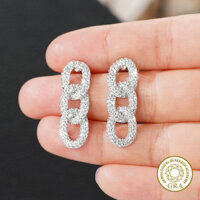 [Giấy chứng nhận GRA miễn phí] Bông tai Moissanite có khóa hình học thời trang cao cấp