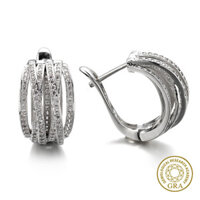 [Giấy chứng nhận GRA miễn phí] Thiết kế thời trang Sense Multi-layer Cross-inát Moissanite Tính khí Đường hình học Khóa tai