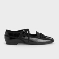 Giày C&K Crinkle-Effect Lace-Up Bow Ballet Flats - CK1-70580256 chính hãng đủ bill