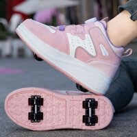 giày có bánh xe trượt Bốn bánh ròng rọc có thể tháo rời giày trượt patin nữ khóa xoay bao da thoát nước phiên bản sinh
