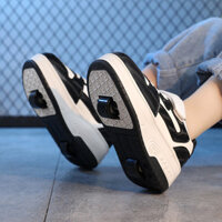 giày có bánh xe trượt Trẻ em, thanh thiếu niên và bé gái giày trượt patin đôi có thể thu vào bánh xe đôi thời trang dà