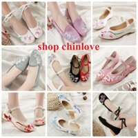 Giày cổ trang trung quốc thêu hoa các mẫu mới kiểu dáng giày búp bê vải có sẵn
