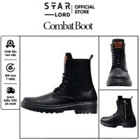 Giày combat boot nam nữ SL1032 StarLord màu đen da cao cấp có khâu đế