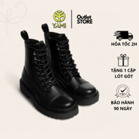 Giày Combat Bốt Nam, Giày Boot Nam Hàng Hiệu Cổ Cao Buộc Dây Phong Cách Biker Đế Độn Tăng Chiều Cao, Bốt Xuất Xịn YAMI