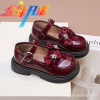 Giày công chúa cho bé gái 2025 mùa xuân và mùa thu, giày trẻ em, giày da nhỏ, giày đơn màu đỏ, giày lười cho bé gái, giày học sinh đế mềm