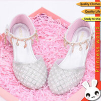 Giày Công Chúa Cho Bé Gái Giày Cao Gót Pha Lê Giày Khiêu Vũ Trắng Cho Tiệc Sinh Nhật Năm Mới