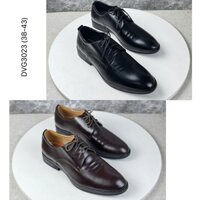 Giày công sở nam Davito size 38-43 Giày tây buộc dây da bò cao cấp mũi tròn đế cao su DVG3023