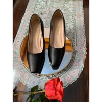 Giày Công Sở Nữ Cao Gót 3,5,7 Phân Đế Vuông, Guốc Tiếp Viên Hàng Không Nữ Mũi Vuông Da mềm full box