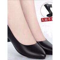 Giày công sở nữ gót vừa cho phỏng vấn, giày da mềm chính hãng cho nữ sinh, giày cao gót kích thước lớn