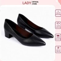 Giày Công Sở Nữ Mũi Nhọn Đế Vuông 3 Phân, Guốc Cao Gót Nữ 3cm Da Mềm Cao Cấp