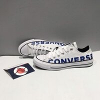 Giày Converse wordmark trắng chữ xanh cổ thấp /Nam và nữ