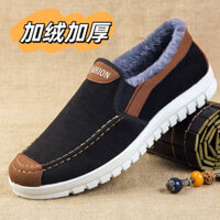 Giày Cotton Bán Chạy Một Mảnh Daigou Nam Phong Cách Mới Lót Lông Cừu Giày Đế Bằng Đế Mềm Nhẹ Giày Cotton Slip-On