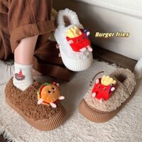 [Giày Cotton Giảm Giá] Len Lười Đơn Giản Retro Dễ Thương Khoai Tây Chiên Pháp Burger Mùa Đông Giày Cotton Cao Cấp Nữ Chống Trơn Trượt Giày Bánh Mì Thông Thường