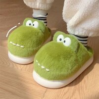 [Giày Cotton Giảm Giá] Phim Hoạt Hình Ba Chiều Cá Sấu Cặp Đôi Lông Trong Nhà Hộ Gia Đình Chống Trơn Trượt Ấm Áp Thoải Mái Đế Mềm Thu Đông Dép Cotton Nam Nữ
