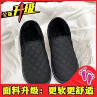 Giày cotton nữ có lông cừu, đế mềm, giày lười, giày lười ấm áp, giày phẳng thường cho người trung niên và người cao tuổi