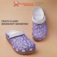 Giày Crocs Clog Unisex Màu Trắng Tím – Crocs Classic Iridescent Geometric