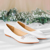 Giày cưới cao cấp Bejo B44.05 Hoa  lụa, nhánh pha lê