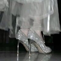Giày cưới cao cấp Galaxy ~ Giày cao gót lấp lánh Giày cô dâu chính cho váy cưới Ngọc trai Lễ trưởng thành nhẹ nhàng Mũi nhọn