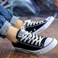 GIÀY CV ĐEN CỔ THẤP, GIÀY BA TA VẢI CANVAS CHẤT LƯỢNG CAO