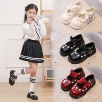 Giày da bé gái giày trẻ em mẫu mới xuân thu 2024 Giày một lớp Đế siêu mềm thời trang Giày khiêu vũ biểu diễn phong cách công chúa trẻ em