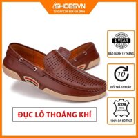 Giày da bò đục lỗ thoáng khí cao cấp ISHOESVN IS258