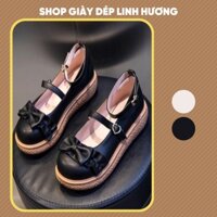 Giày Da Búp Bê Hai Màu Đen Be Kiểu Dáng Bánh Bèo Phong Cách Hàn Quốc Dễ Thương Siêu Bền Tiện Lợi