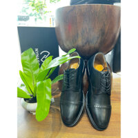 Giày da công sở cao cấp Derby màu Đen Patina - GDB19