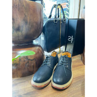 Giày da công sở kiểu Derby màu Đen - đế nổi màu vàng - GDS22