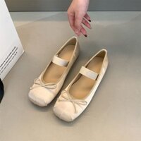 Giày Dạ Hội Phong Cách Nhẹ Nhàng Đế Bằng Satin Ballet Giày Đơn Mùa Xuân Mới Ánh Sáng Miệng Thuyền Giày Mary Jane Giày Nữ