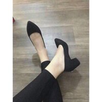 Giày da lộn gót trụ 5p