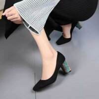 Giầy da lộn nữ gót trụ 9cm
