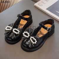 Giày Da Màu Đỏ Có Nơ Xinh Xắn Cho Bé Gái Giày Trẻ Em Thời Trang Giày Cosplay Đế Mềm Giày Đi Học Màu Đen Korean Fashion Platform Mary Jane Shoes French Thick-heeled Baby Shoes Giày Em Bé Đính Cườm Kiểu Lolita Giày Khiêu Vũ Chống Trượt Màu Đỏ Giày Búp Bê