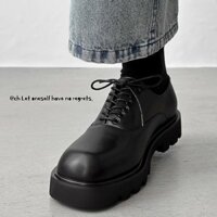 Giày da mũi vuông nam đế cao cấp thiết kế hốc Hàn Quốc Giày đế mềm màu đen Giày Derby nam tăng chiều cao 15961