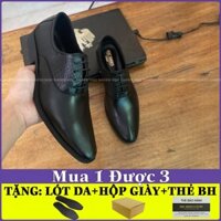 Giày da nam buộc dây da bò nguyên tấm phong cách lịch lãm HT003