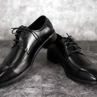 Giầy da Nam cao cấp giày buộc dây chuẩn giày nam đẹp kiểu giày tây công sở - HS78 - đen,39