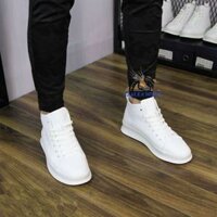 Giày da nam cao cổ chất da mềm 2 màu trắng và đen