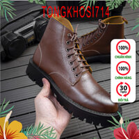 Giày Da Nam Combat Boot Cao Cổ Chất Da Bò Đẹp Cao Cấp,Đế Khâu Chắc Chắn, Tăng Chiều Cao 5cm G611-tongkhosi714