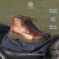 Giày da nam Combat Boots General màu Patina, da bò mộc, đế cao su đúc, Lucas Shoes bảo hành 1 năm