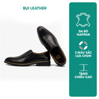 Giày da nam công sở da bò nappa cao cấp, giày lười màu đen G109- Bụi leather- hộp sang trọng -BH 12 tháng