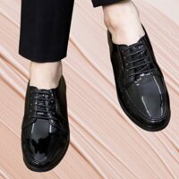 Giày da nam công sở oxford màu đen buộc dây giày tây nam da bóng full size 38-43