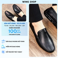Giày Da Nam, Giày Lười Nam Trơn Đế Cao Su Êm Ái Đi Hằng Ngày Mã B11 Full Box - WING SHOP